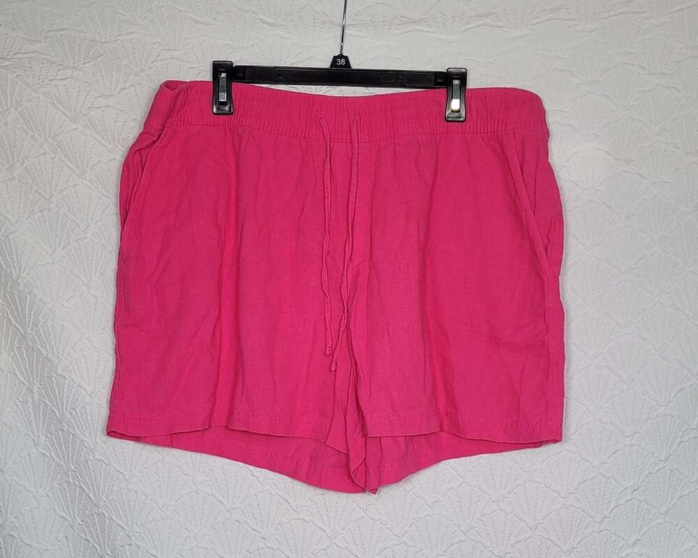 Gap Linen Pull-On Shorts Size XXL Hot Pink Drawstring Pockets